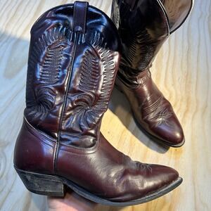 Silver Rebel Mens Burgundy Leather Western Cowboy Boots Size 11 Made in Canada